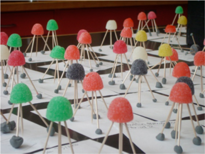 Gumdrop and toothpick "GPS stations" help students understand high precision positioning