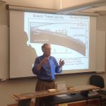 CEETEP lead instructor, Robert Butler, demonstrates how to use an “earthquake machine” to teach learners about earthquake fault behavior and episodic tremor and slip – a style of “slow” earthquake that may precede some major earthquakes.