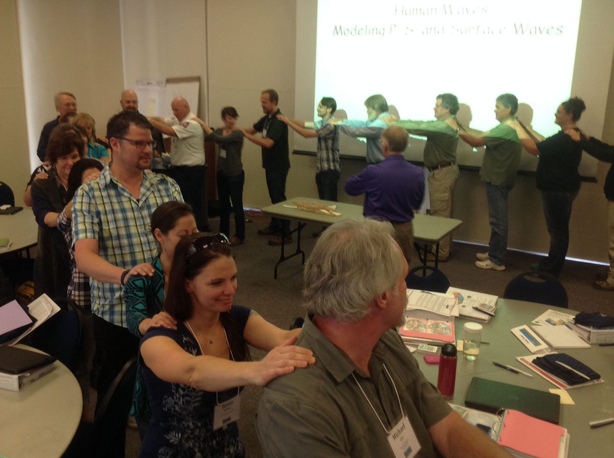 Participants at Arcata, CA 2015 workshop model human seismic waves
